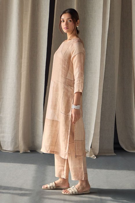 Naive Peach Pure Hemp Kurta Set