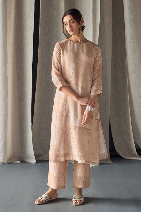Naive Peach Pure Hemp Kurta Set