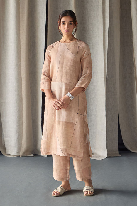 Naive Peach Pure Hemp Kurta Set