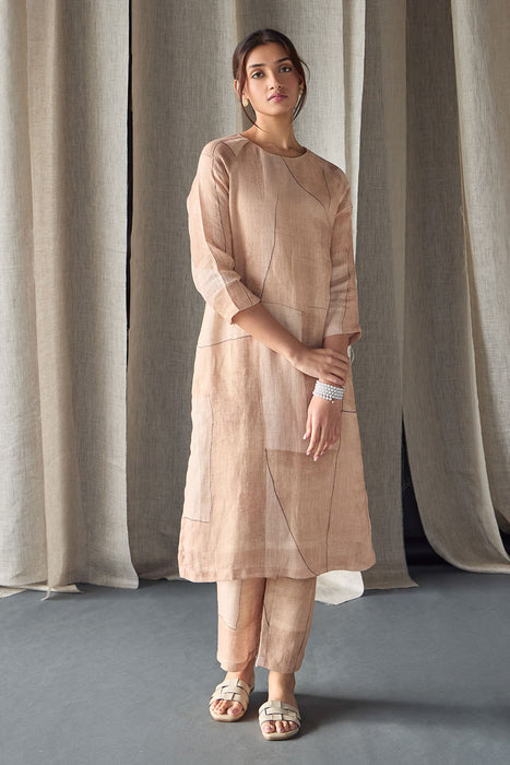 Naive Peach Pure Hemp Kurta Set