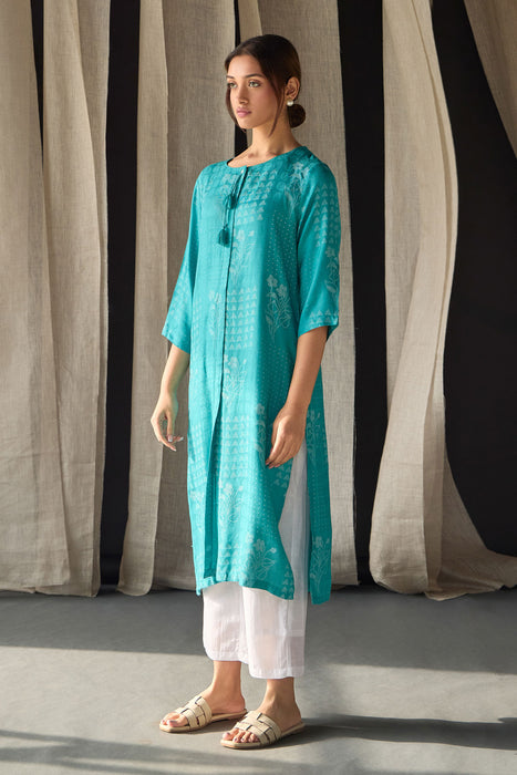 Blue Ecovero Jacquard Kurta
