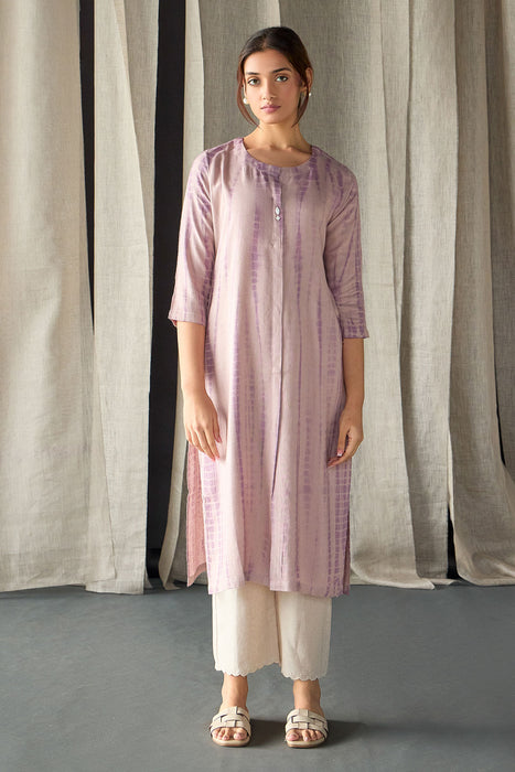 Tie-Dye Onion Pink Ecovero Linen Kurta