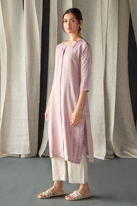 Tie-Dye Onion Pink Ecovero Linen Kurta