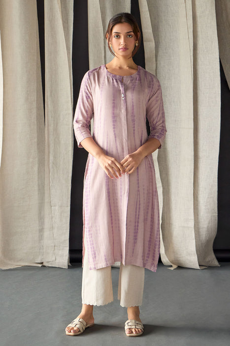 Tie-Dye Onion Pink Ecovero Linen Kurta