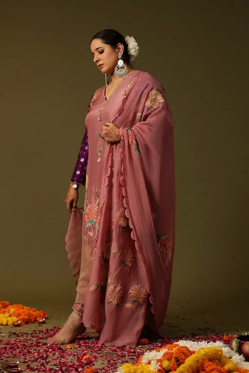 Ram-Janki Dusty Pink Chanderi Suit Set