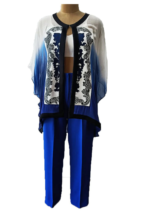 Blue Suede Cape & Pant Set