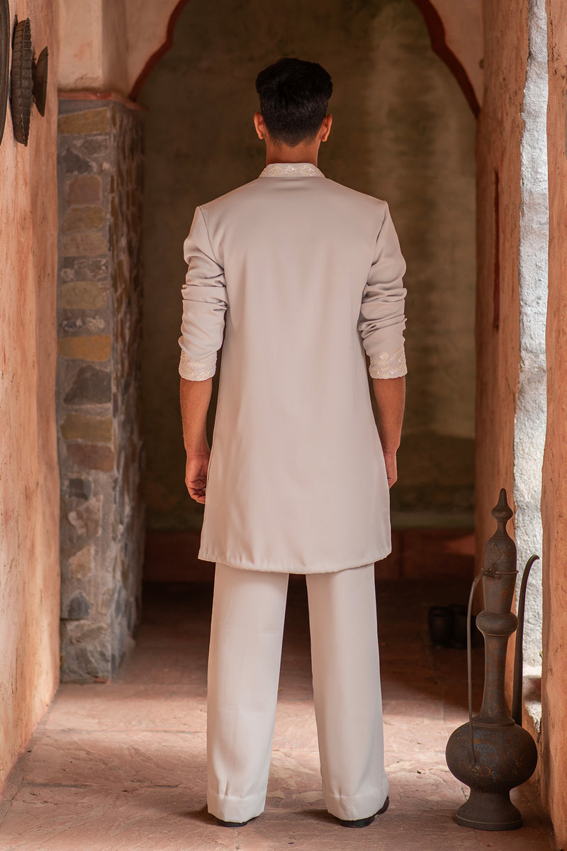 HAND EMBROIDERED TWILL CREPE KURTA PANT SET