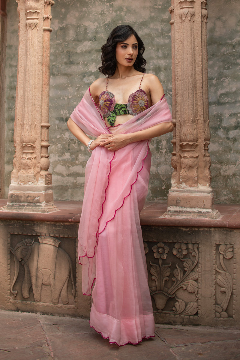BLUSH BLOOM KAAGAZ SAREE