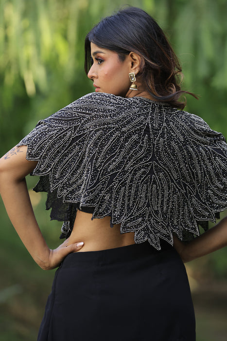 Black Poncho Cape Set