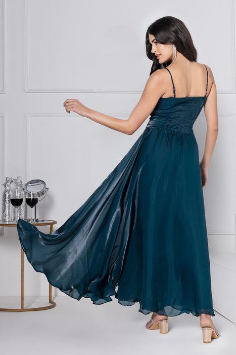 Dark Emerald Glam Maxi Dress