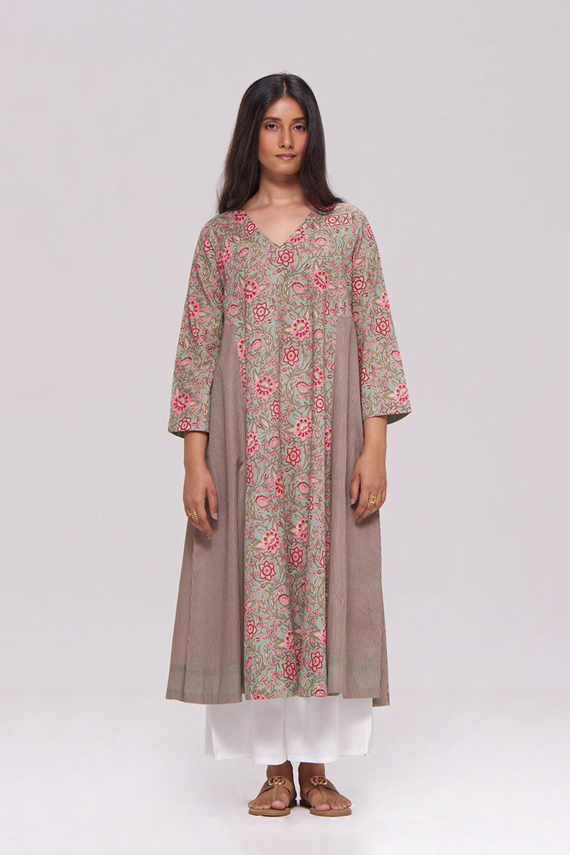 Basil Green and Pink Cotton Co-ord Set