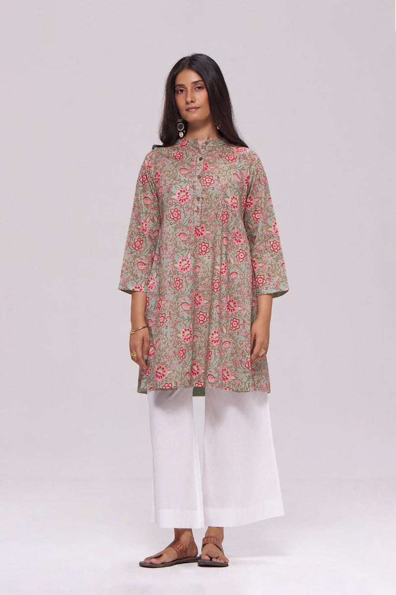 Basil Green and Pink Cotton Co-ord Set