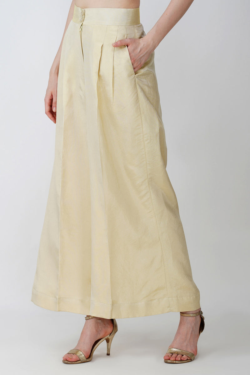 Beige Jacquard long jacet with waistcoat Ensemble