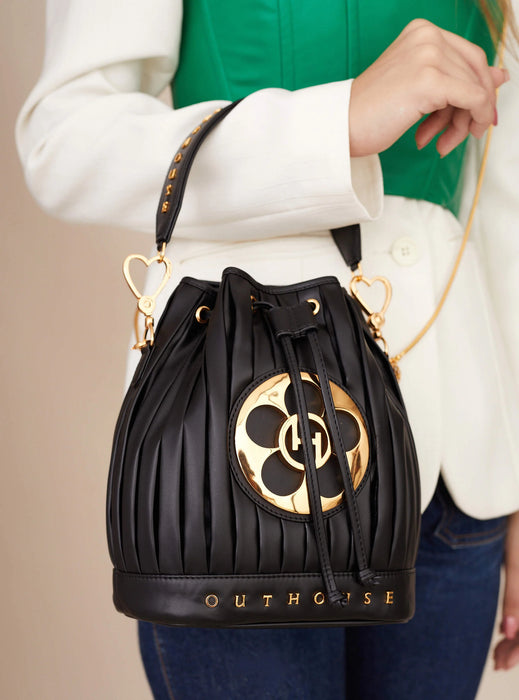 Oh Poppi Bucket Bag in Noir Black