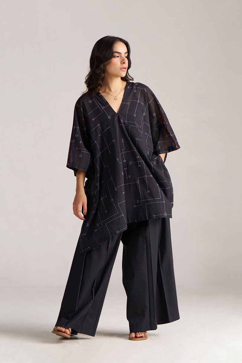Black Mul-Mul Kaftaan Co-ord Set