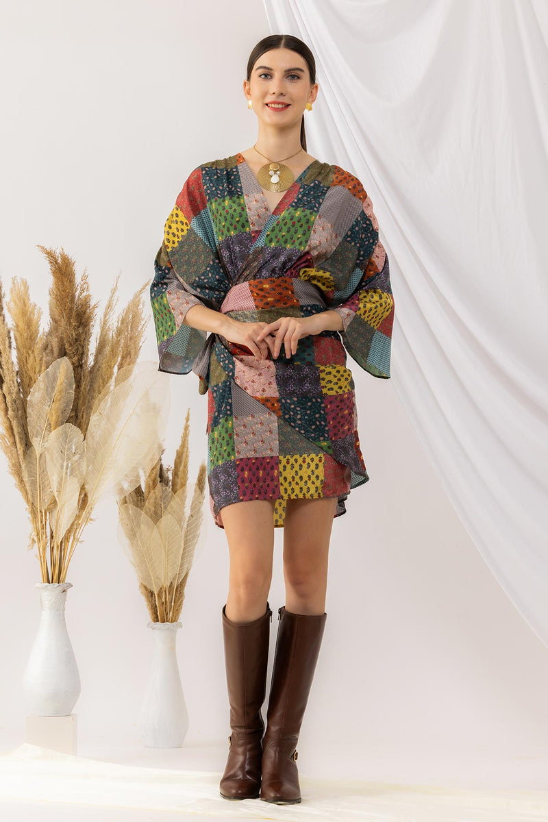 Bohemian digital Printed  Wrap Dress
