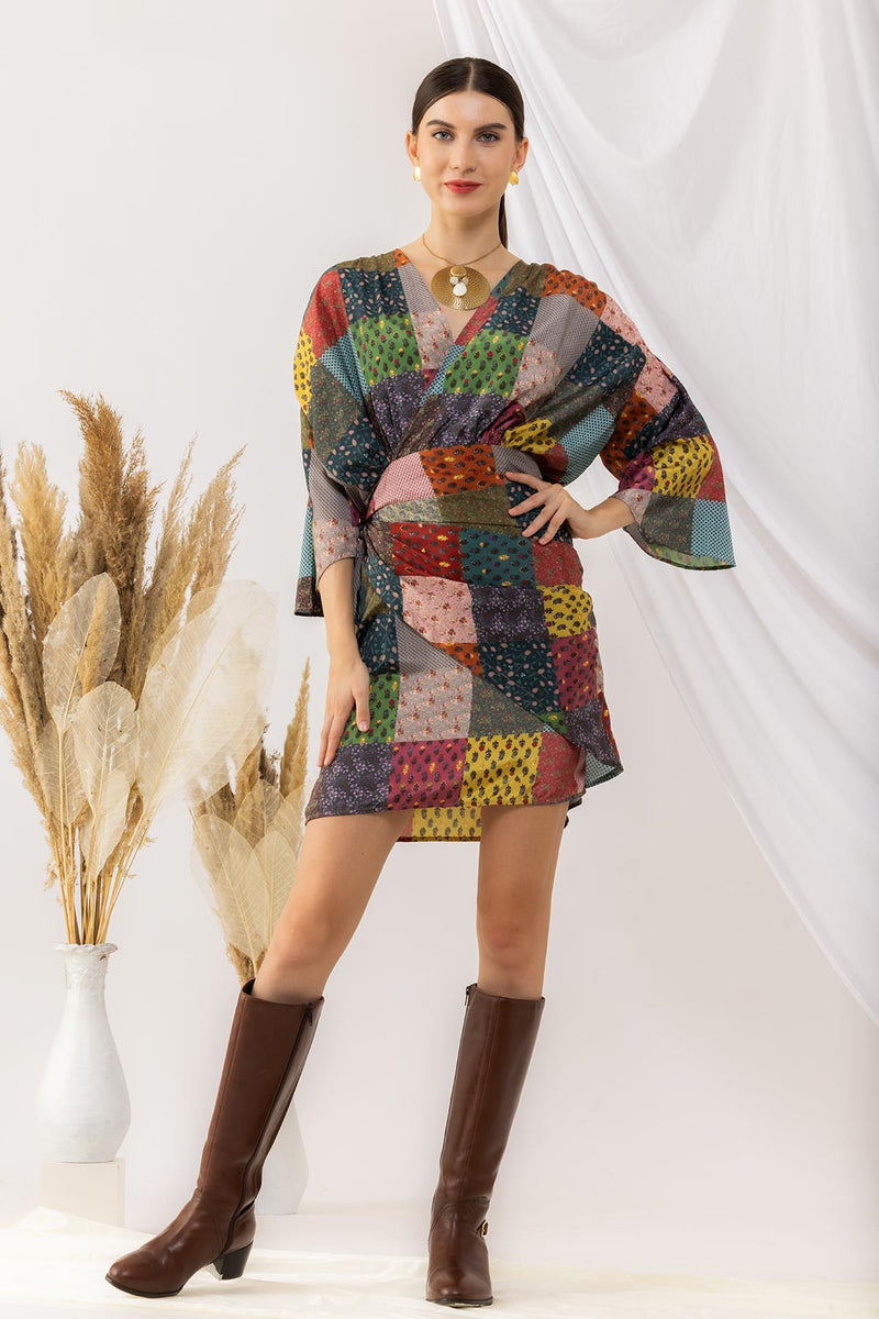 Bohemian digital Printed  Wrap Dress