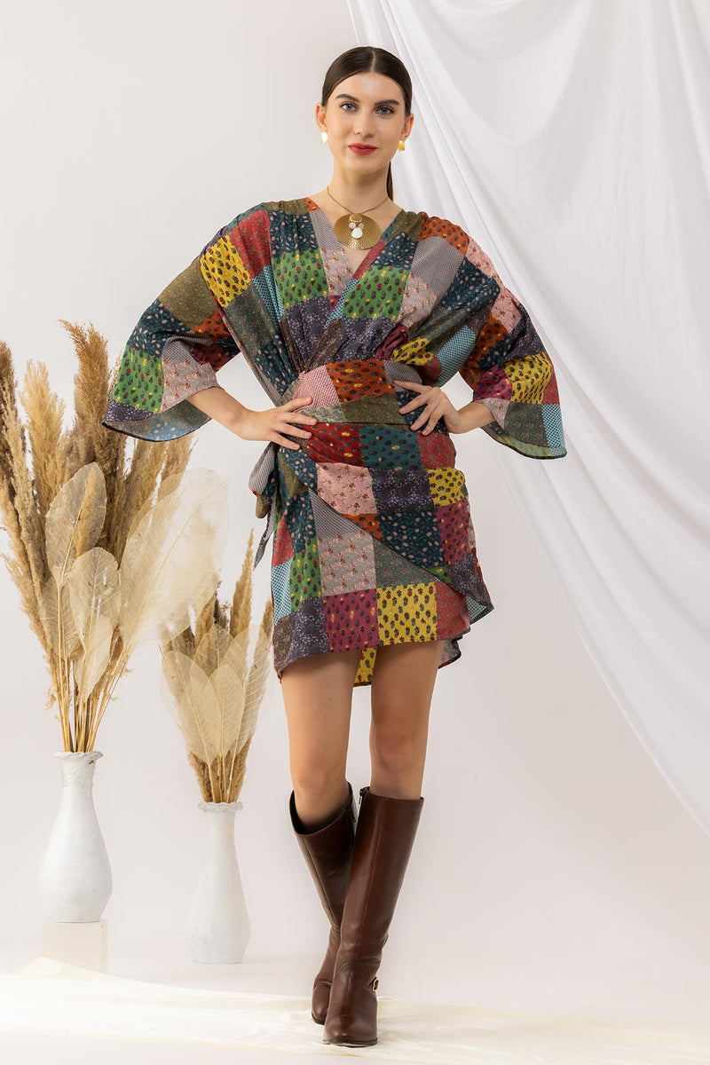 Bohemian digital Printed  Wrap Dress