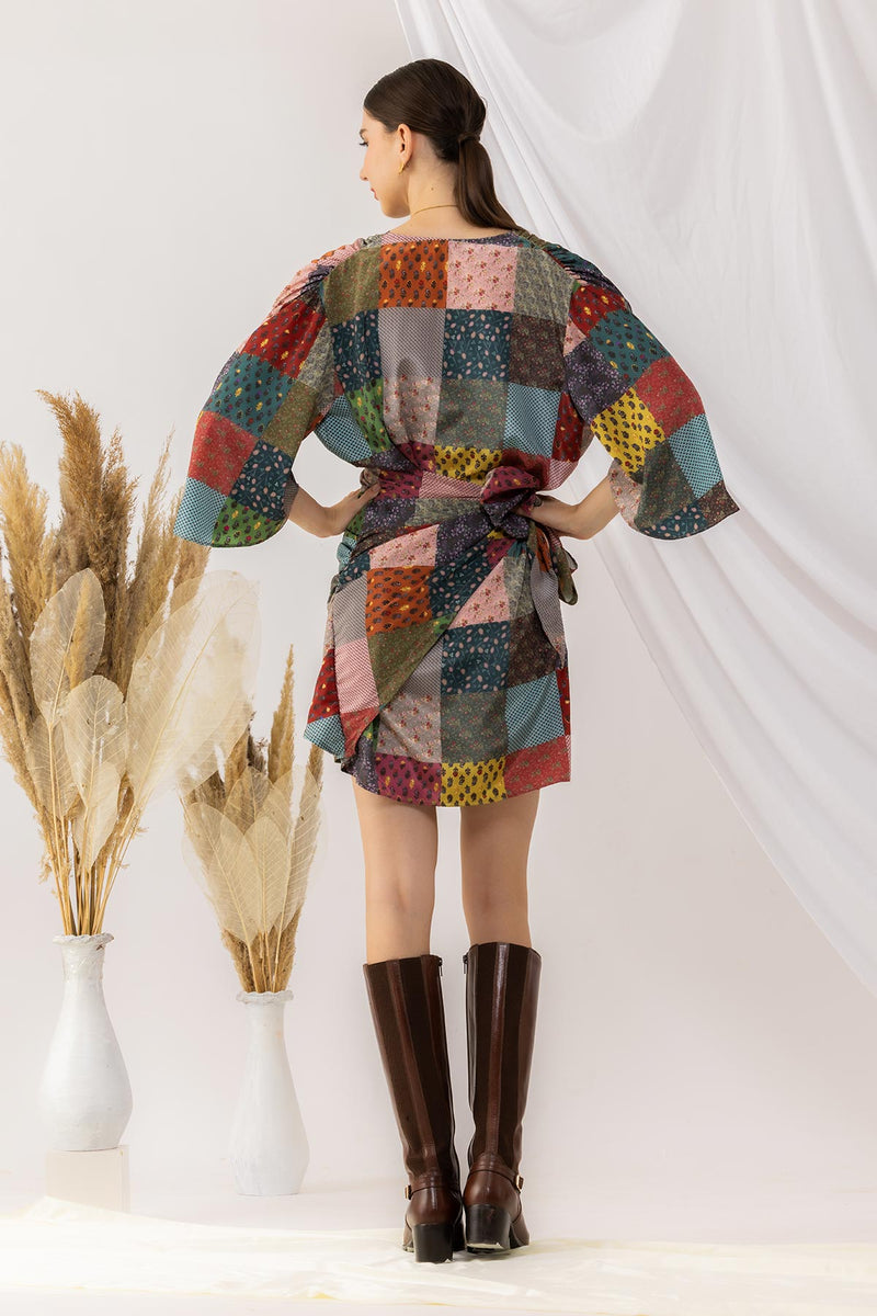 Bohemian digital Printed  Wrap Dress