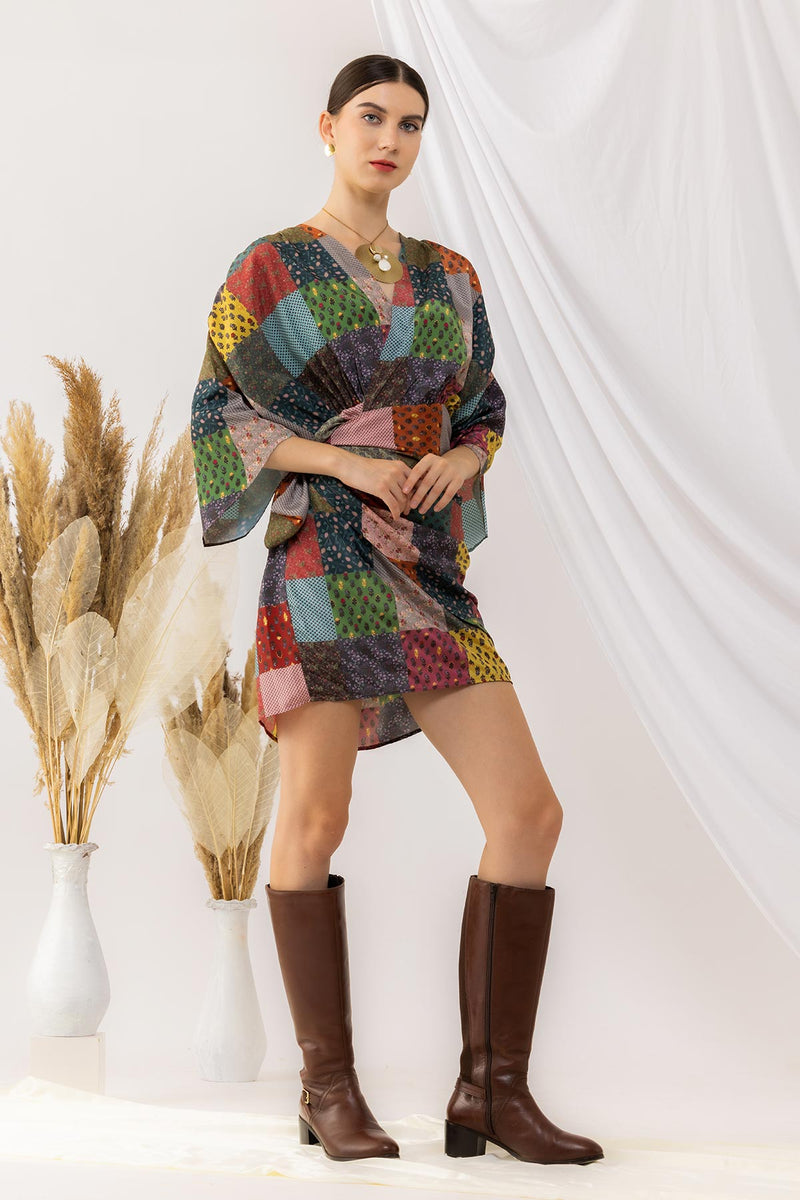 Bohemian digital Printed  Wrap Dress