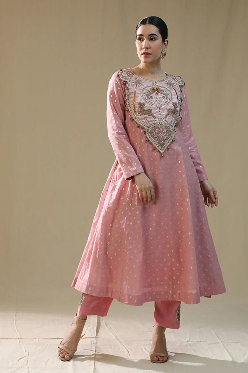 Baby Pink Kastoori Self Suit Set