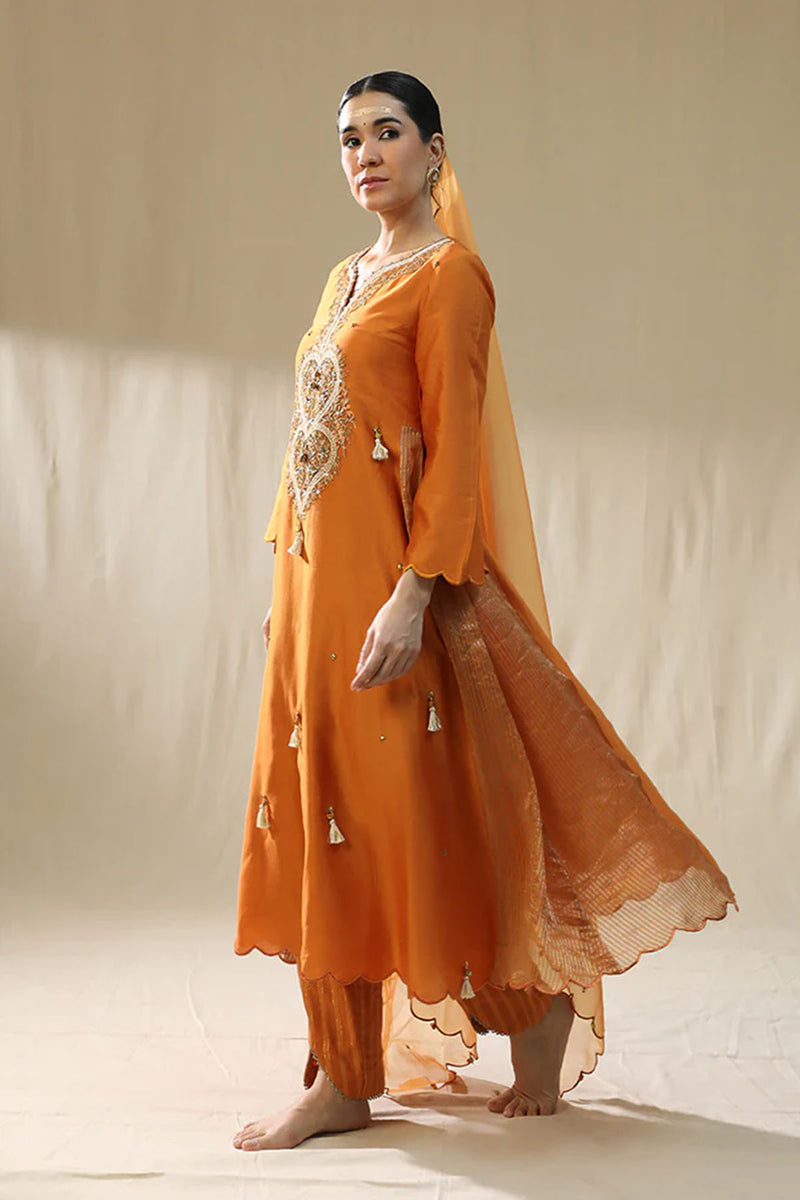 Orange Heart A Line Suit Set