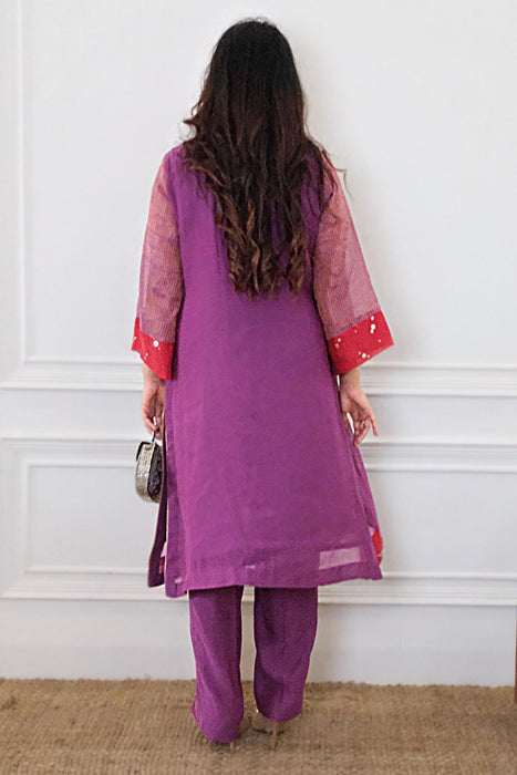 Purple Chanderi Kurta Set