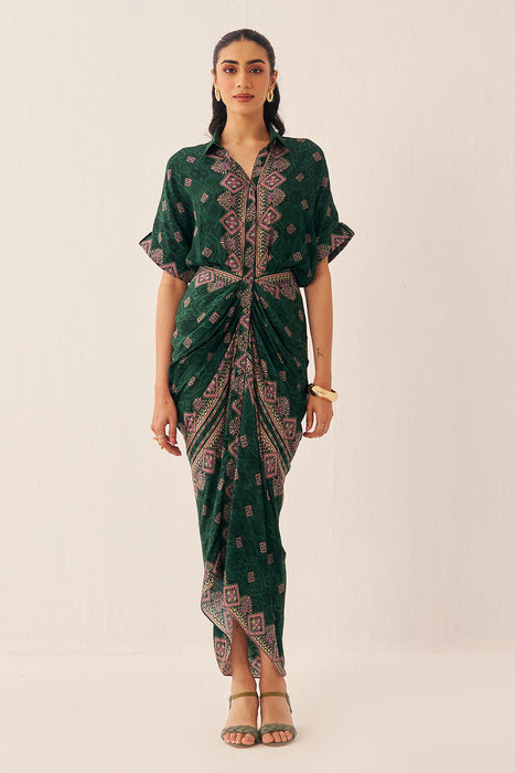 Green Kaleido Shirt Dress