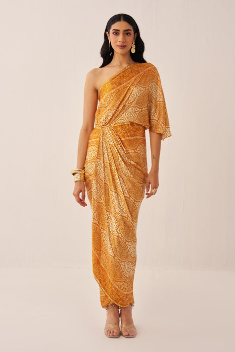 Orange Oasis One-Shoulder Dress