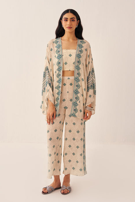 Ivory Kaleido Kimono Co-ord Set
