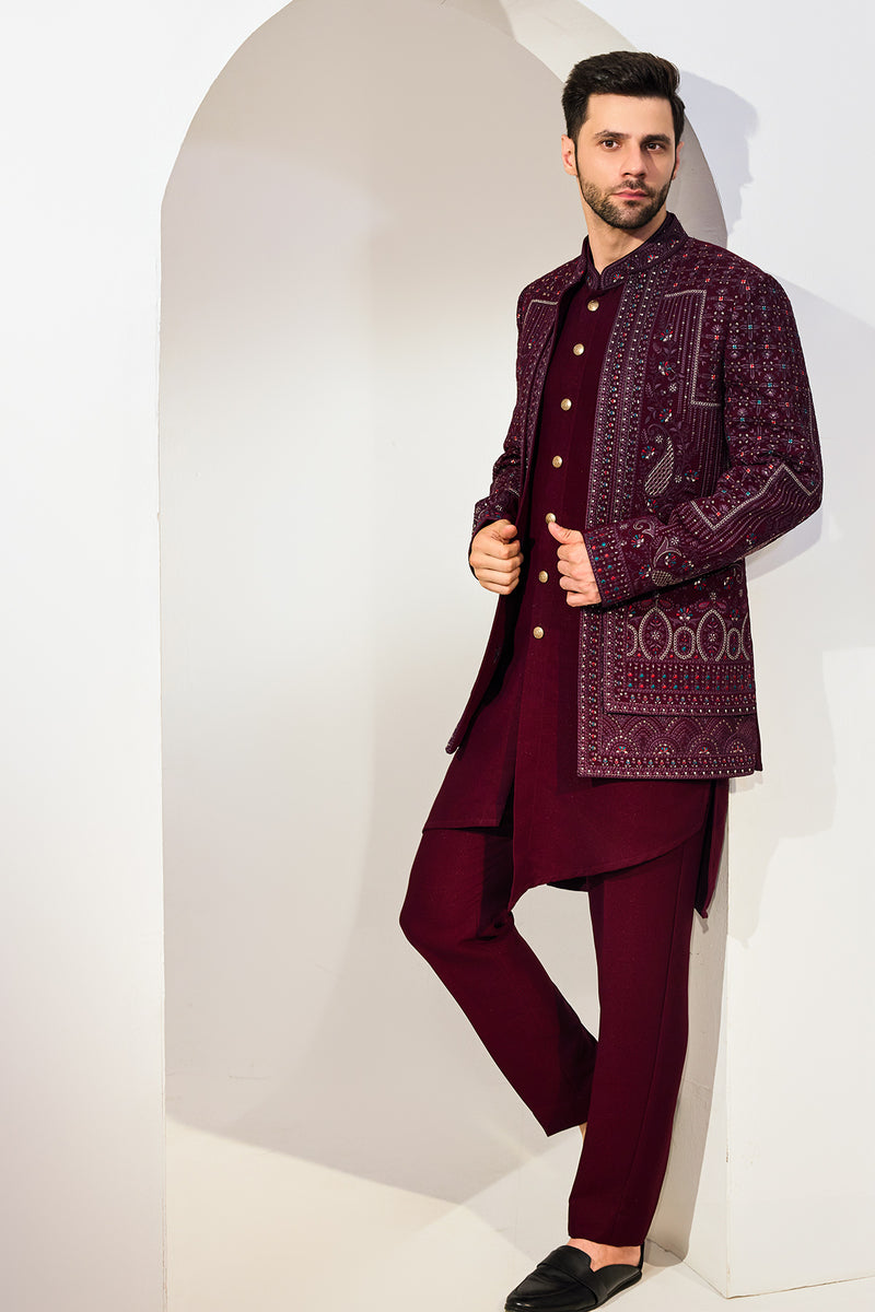 Maroon Indo With Kurta And Pant