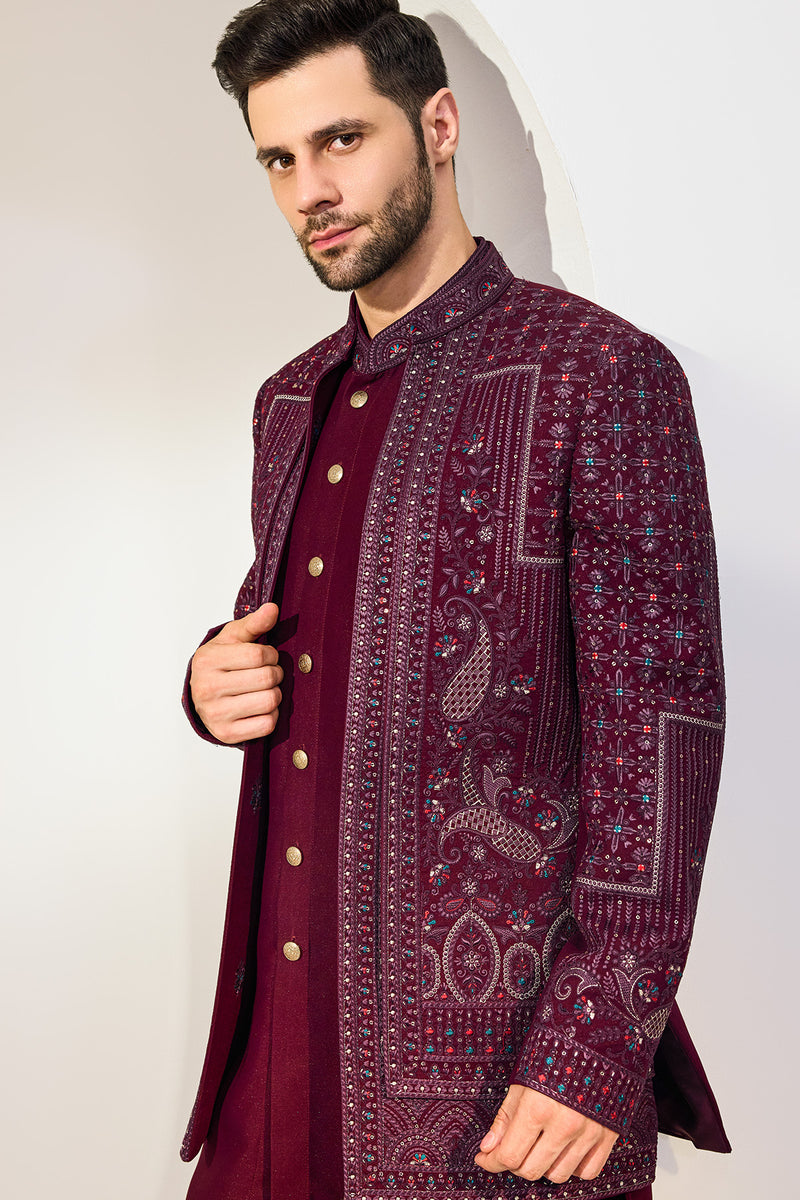 Maroon Indo With Kurta And Pant