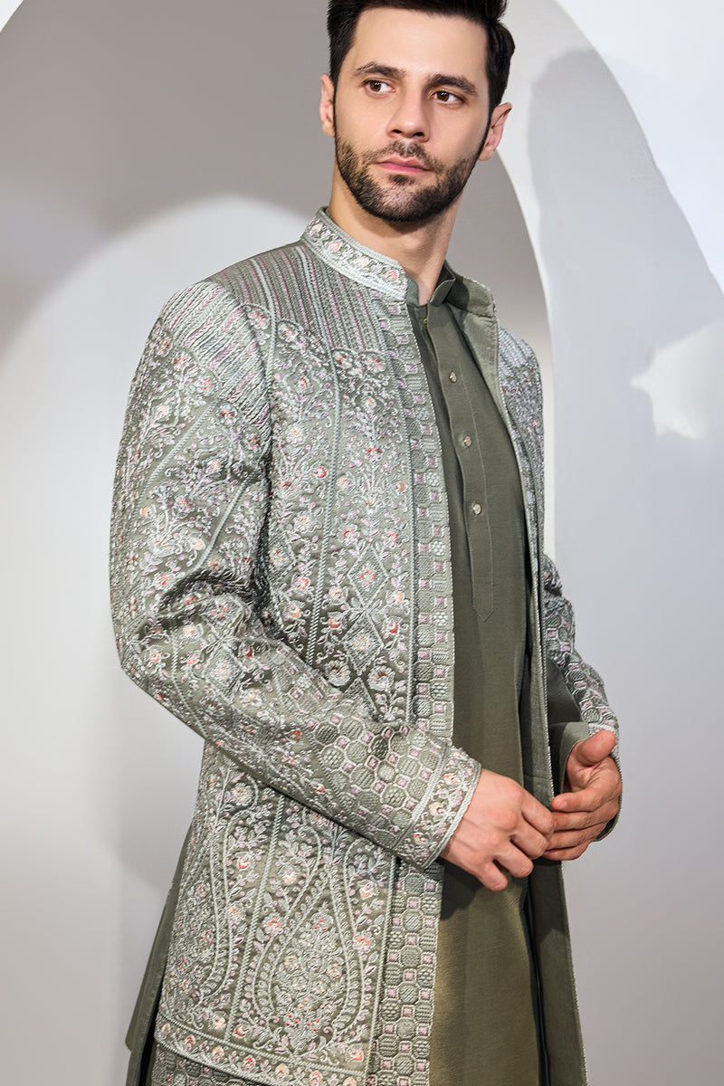 Green Indo With Kurta And Pant