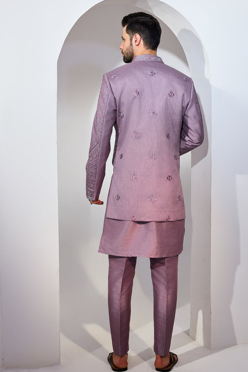 Grey Blue Indo With Kurta And Pant