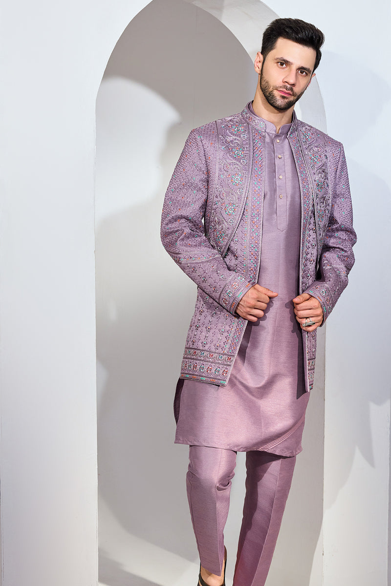 Grey Blue Indo With Kurta And Pant