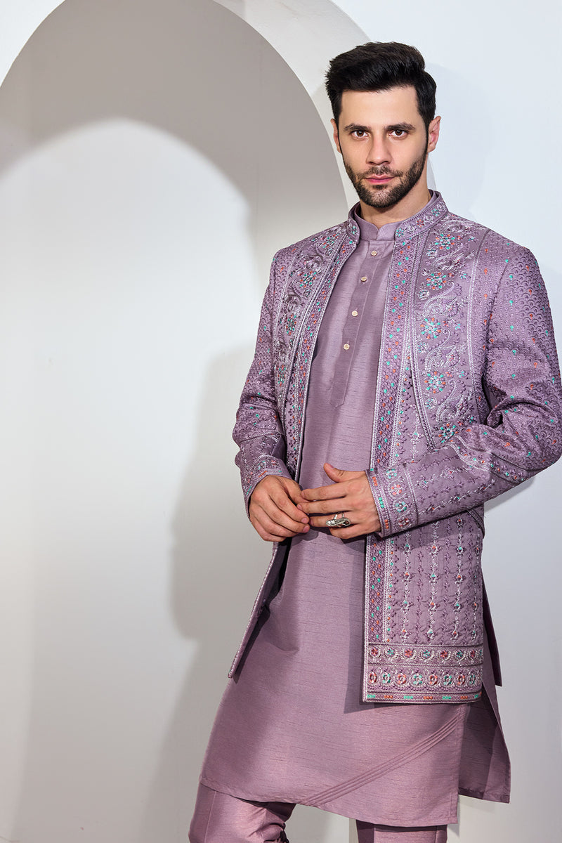 Grey Blue Indo With Kurta And Pant