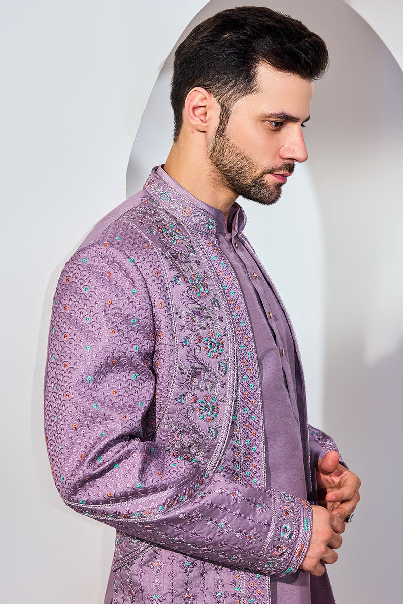 Grey Blue Indo With Kurta And Pant