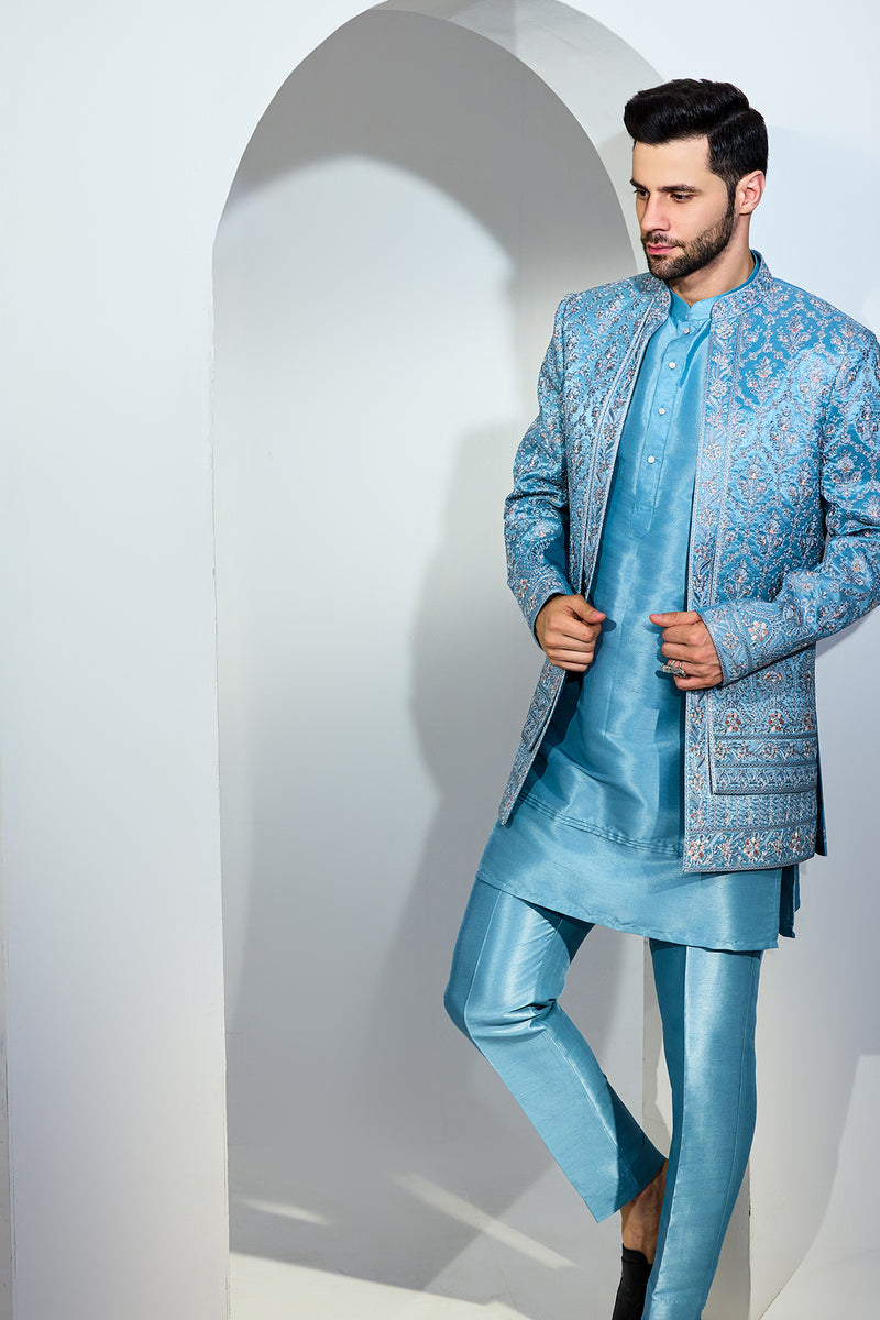Light Blue Indo With Kurta And Pant