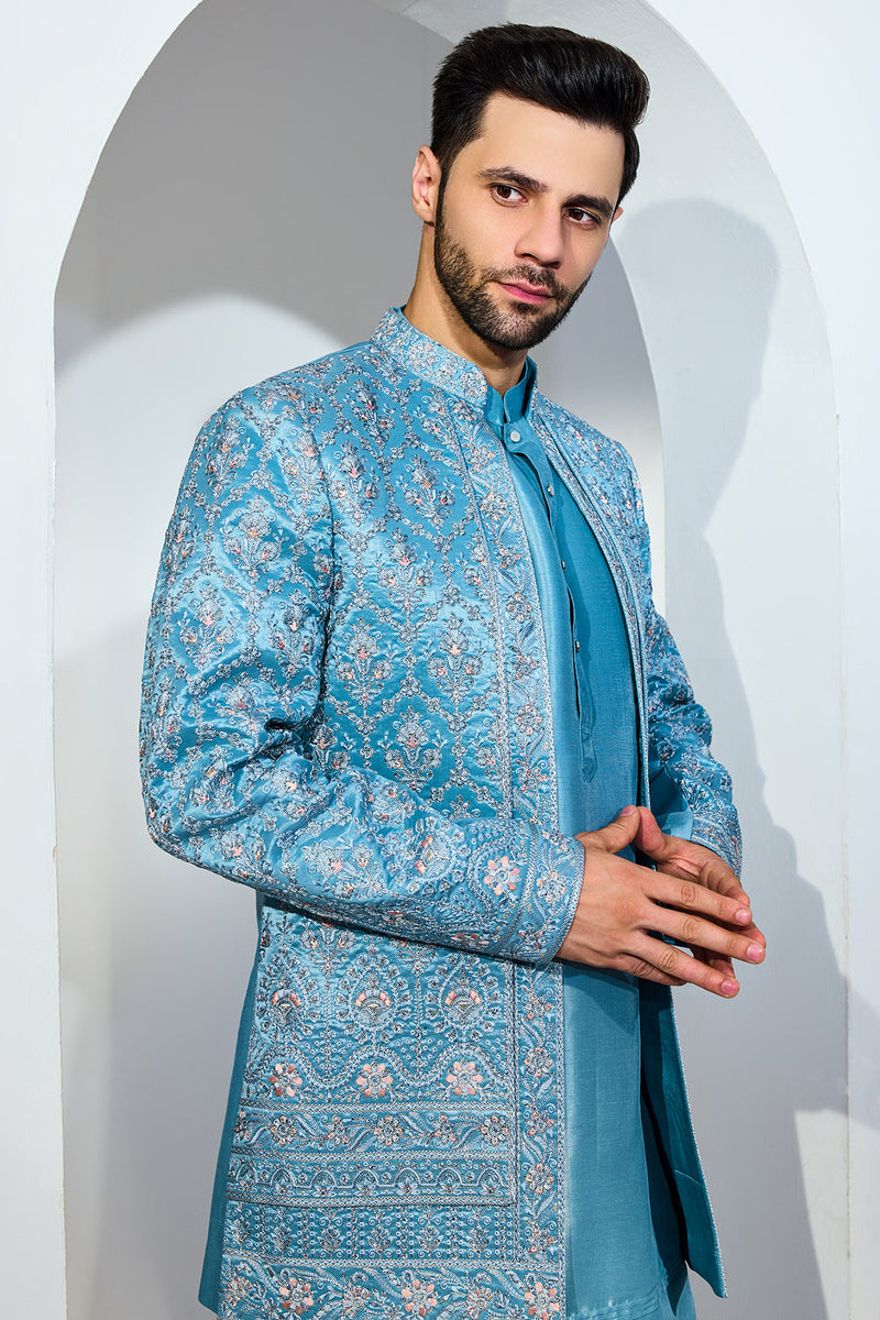 Light Blue Indo With Kurta And Pant