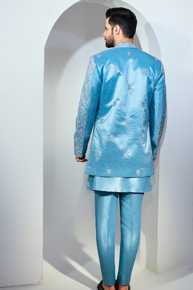 Light Blue Indo With Kurta And Pant