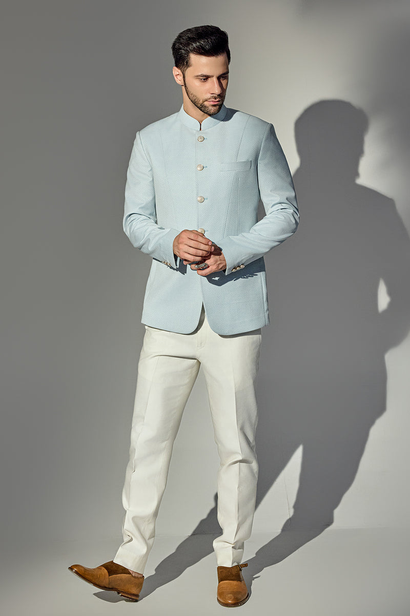 Light Blue Texture Bandhgala