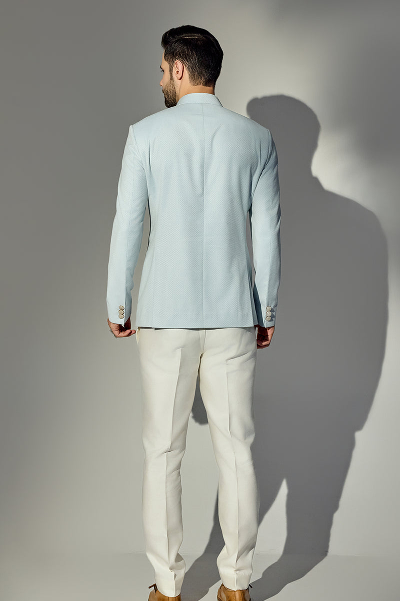Light Blue Texture Bandhgala
