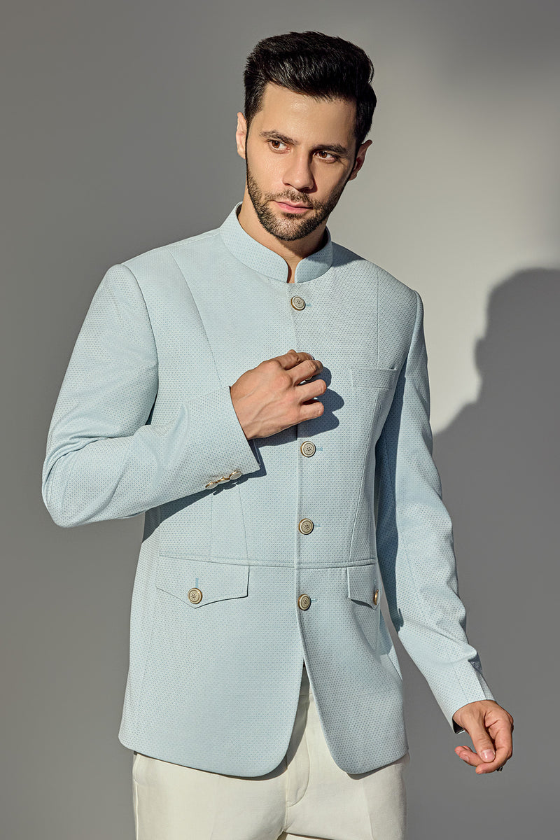 Light Blue Texture Bandhgala