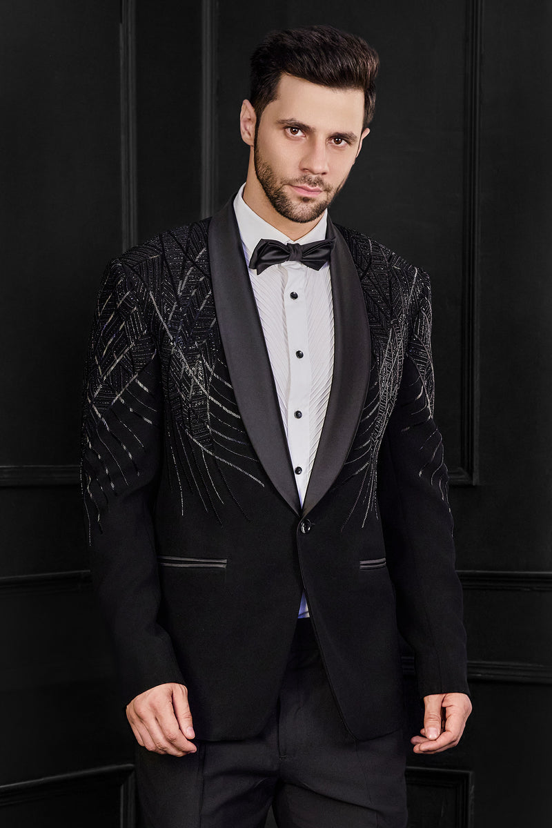 Black Katdana Embriodry Tuxedo