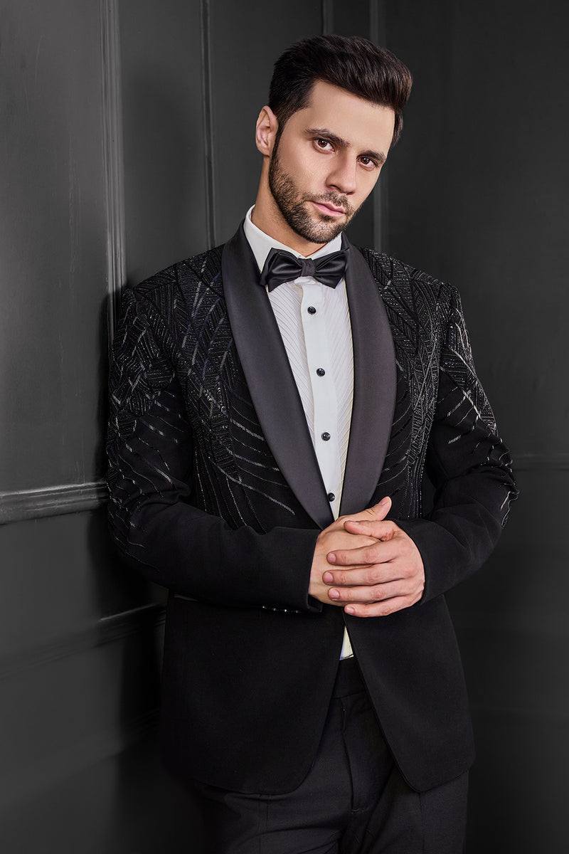Black Katdana Embriodry Tuxedo