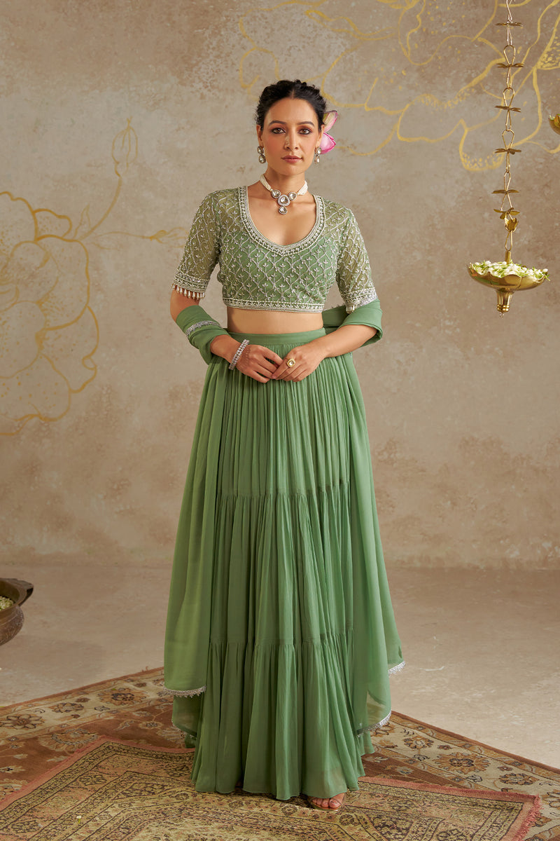 Jade Tiered Lehenga Set