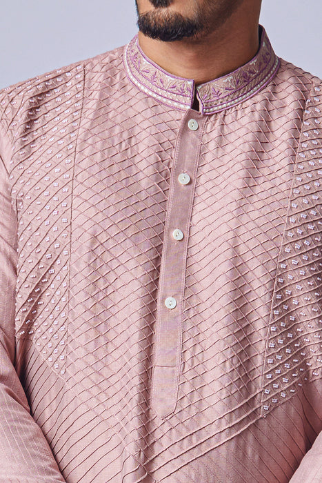 Peach Pink Kurta With Pearl Work