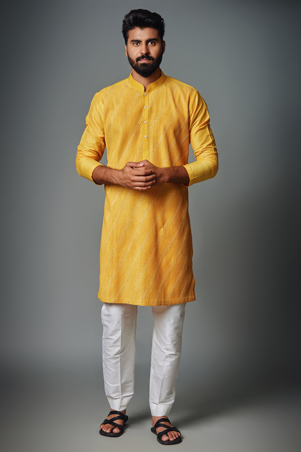 Yellow Pintux Kurta With Gota — GAIA by Archie