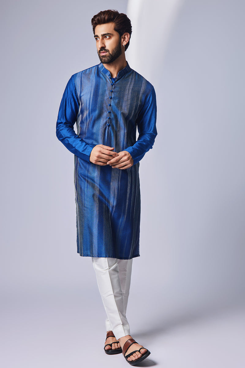 Blue White Tagai Design Zig Zag +Pant Pyjama