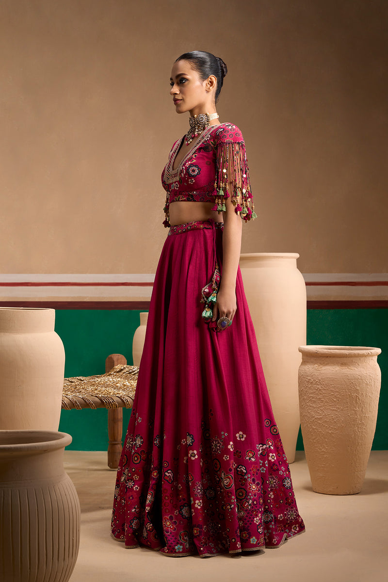 Guldasta Cerise Lehenga Set